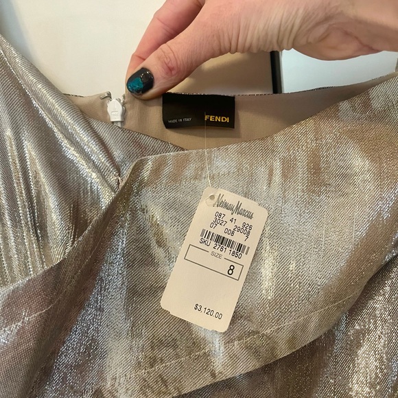 FENDI SILVER LAMÉ DRESS SIZE 6 - Picture 2 of 6
